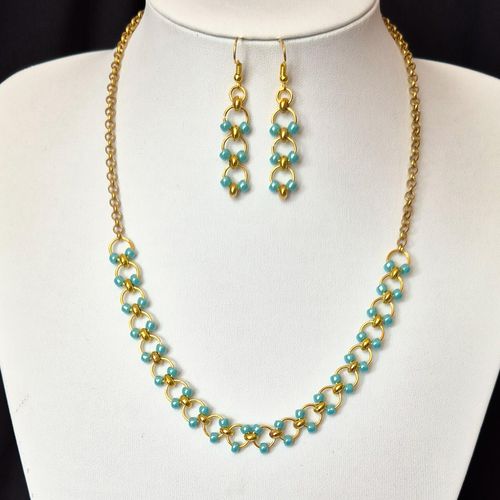 Onika Link Jewellery Set gold turquoise jewelry making kit — DIY set with beads and instructions for creating handmade jewelry
