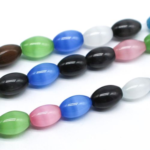 Cats Eye Beads Rice 12mm   Mixed for jewellery making
