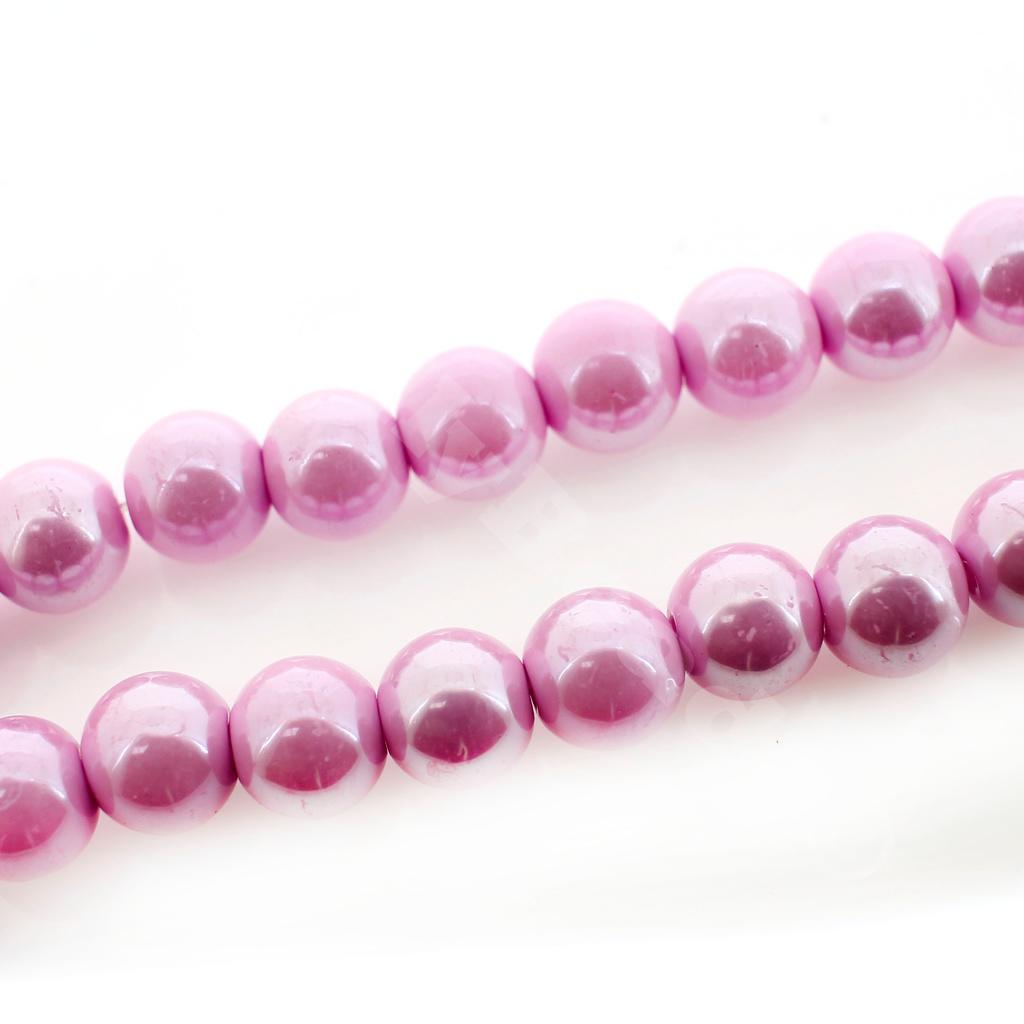 Glass Round Beads 8mm - Luster Opal Lilac