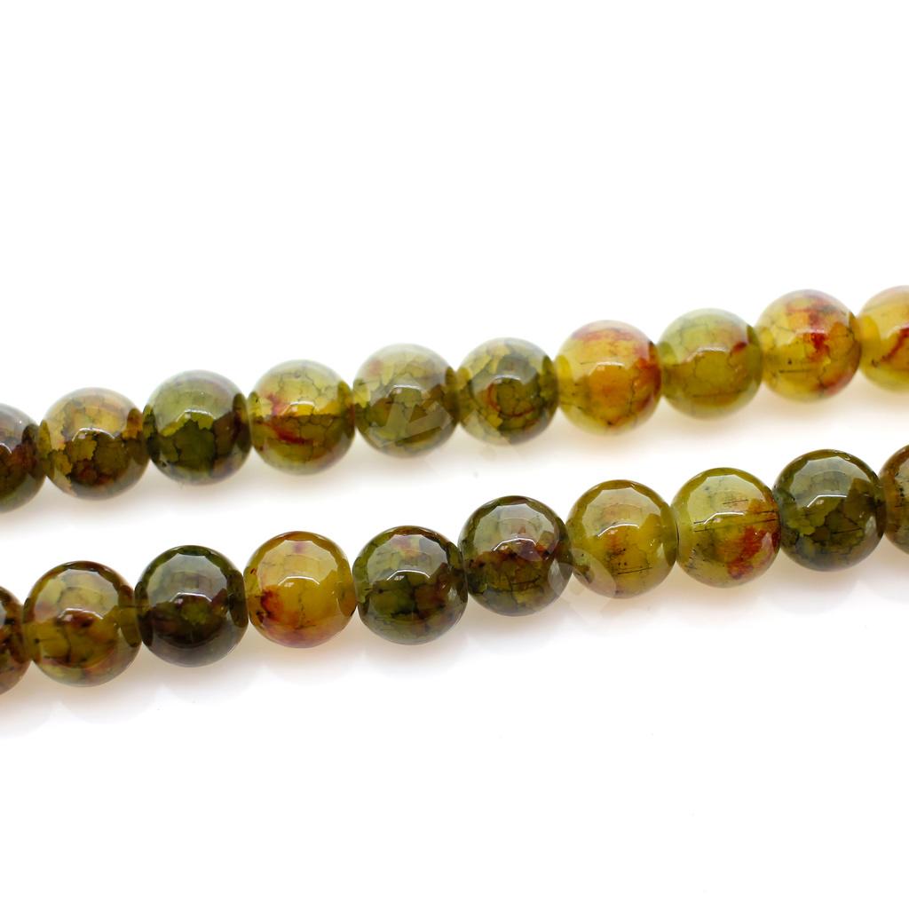 Cracked Earth Glass Beads - 8mm Brown Olive