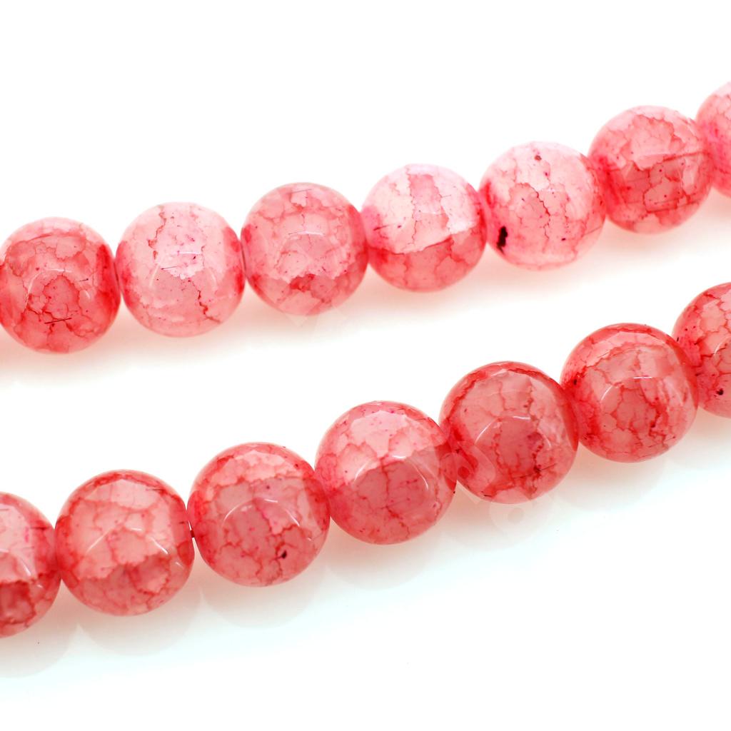 Cracked Earth Glass Beads - 10mm Red