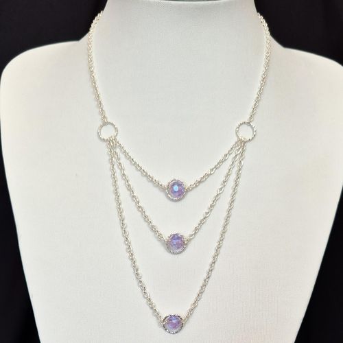 Tamara Crystal Link Necklace lilac necklace making kit — DIY set with beads and instructions for creating handmade jewelry