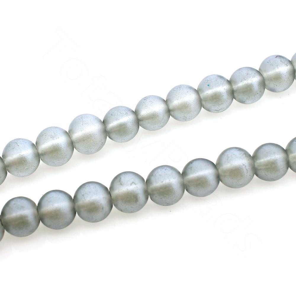 Glass Round Beads 8mm - Luster AB Grey 32" String