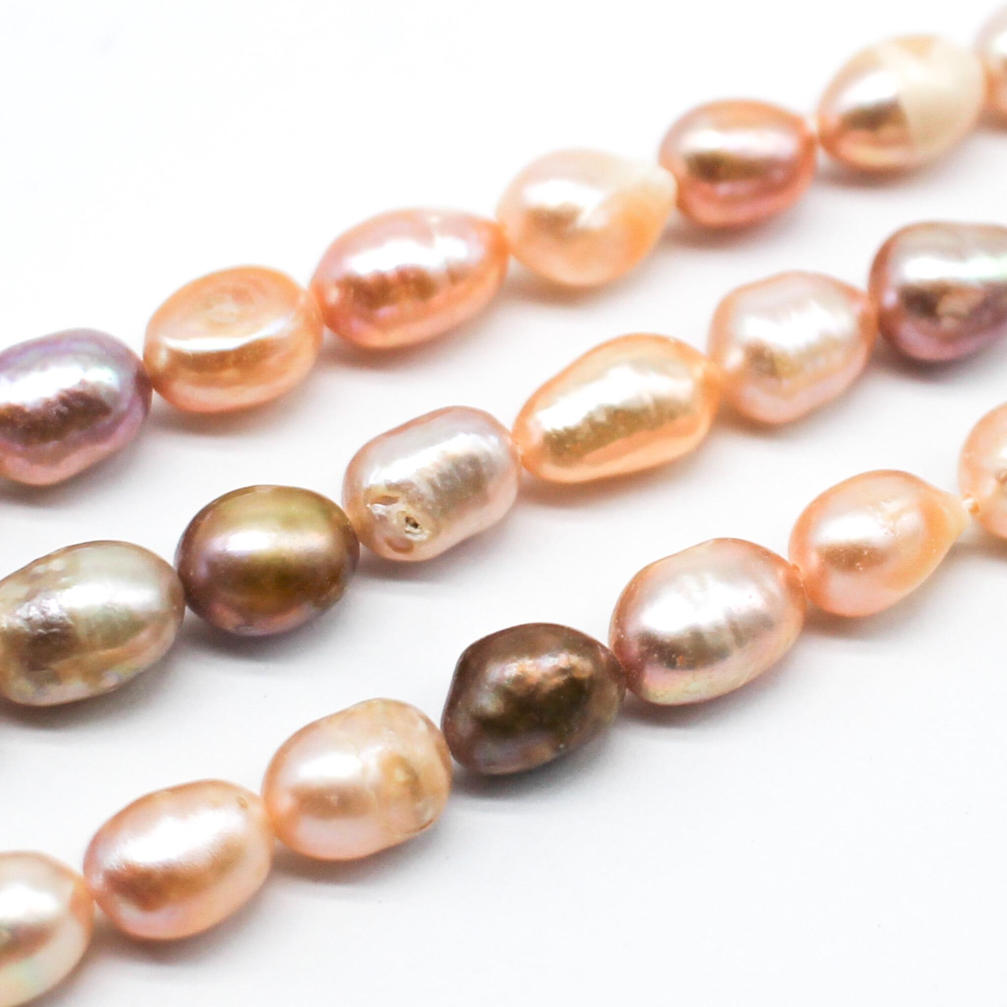 Freshwater Pearls 7 10mm Rice Natural   12" String for jewellery making