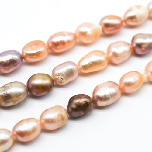 Freshwater Pearls 7 10mm Rice Natural   12" String for jewellery making