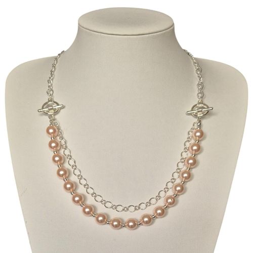 Moyra Twin Toggle Necklaces pink necklace making kit — DIY set with beads and instructions for creating handmade jewelry