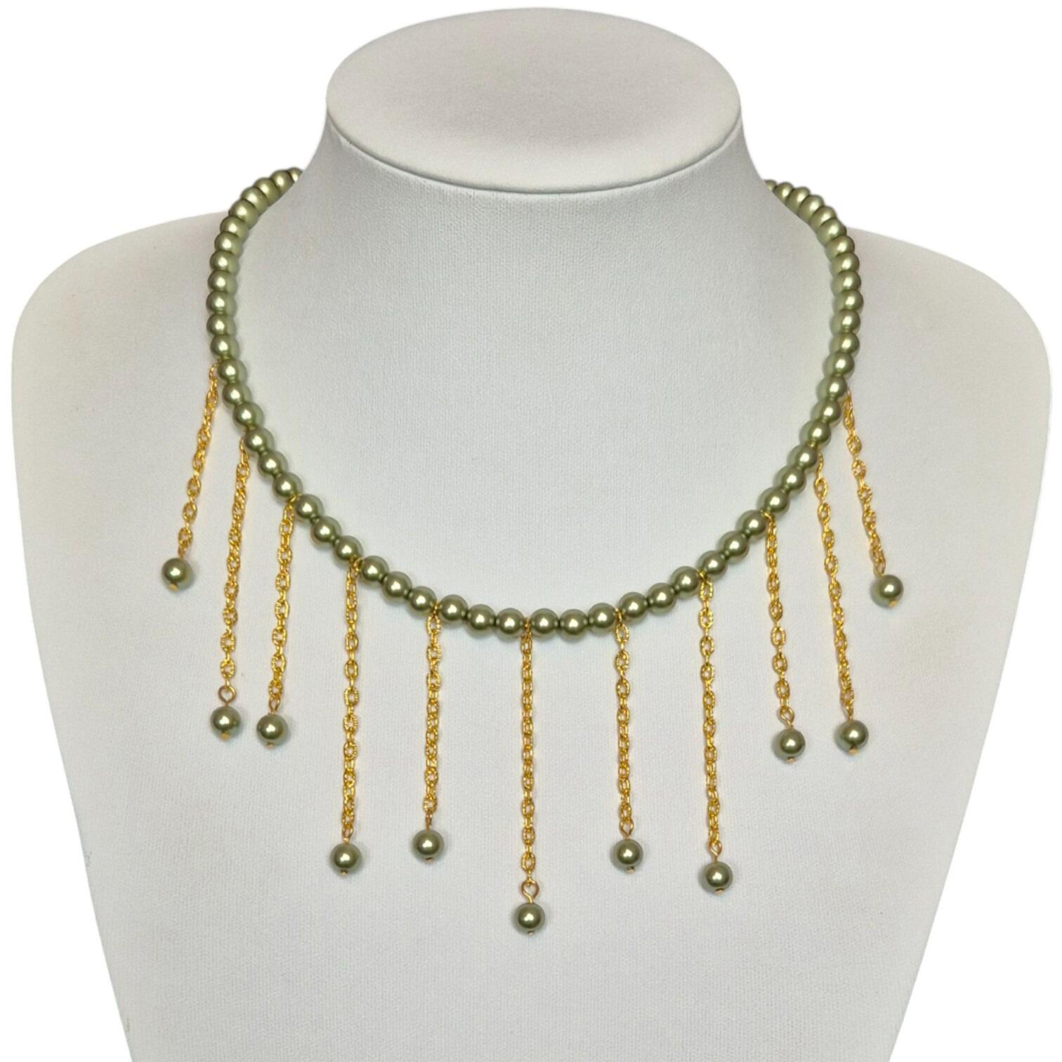 Shannan Drop Necklaces olive necklace making kit — DIY set with beads and instructions for creating handmade jewelry