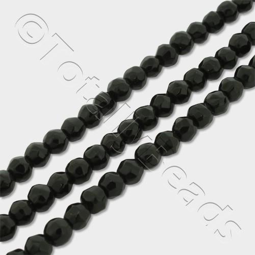 Synthetic Onyx Round Faceted Beads 4mm 16" String