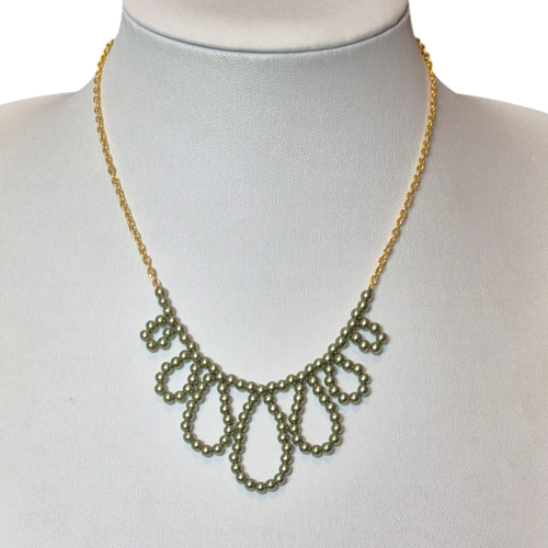 Samara Pearl Necklace   Olive for jewellery making
