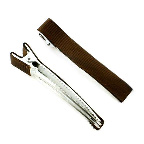 Hair Grip Fabric Covered - Brown 1pc
