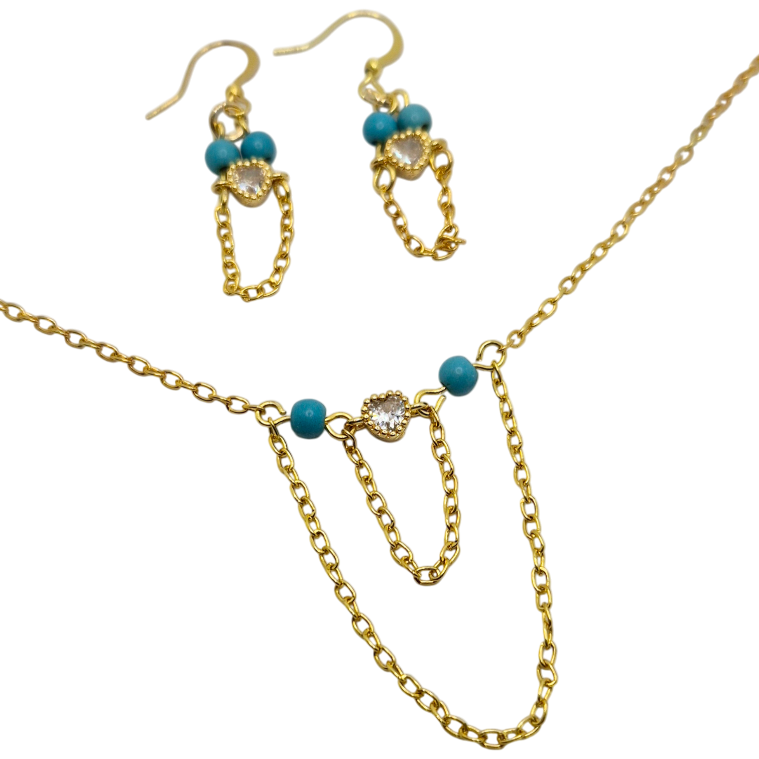 Angharad Heart Jewellery Set   Clear for jewellery making