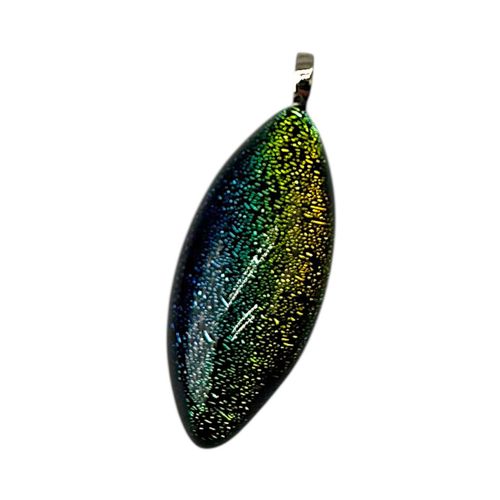 Dichroic Glass Pendant Eye 40mm   Blue Rainbow for jewellery making