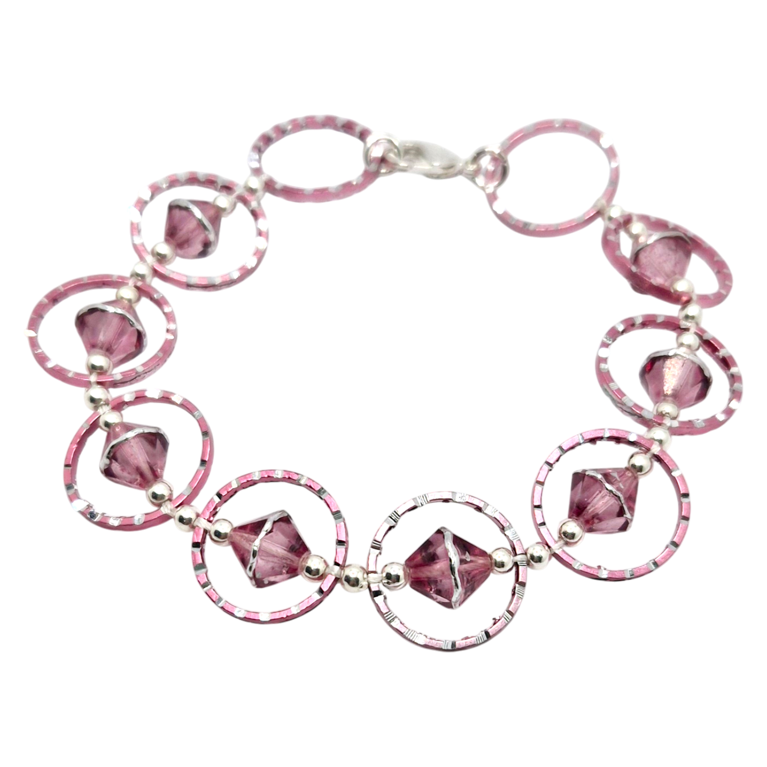Bethan Ring Bracelets x3   Pink for jewellery making