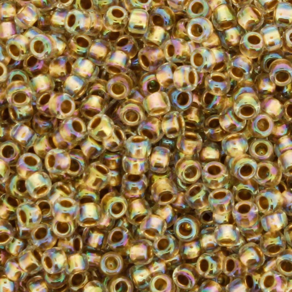 Toho Size 8 Seed Beads 10g -  Gold Lined Rainbow Crystal