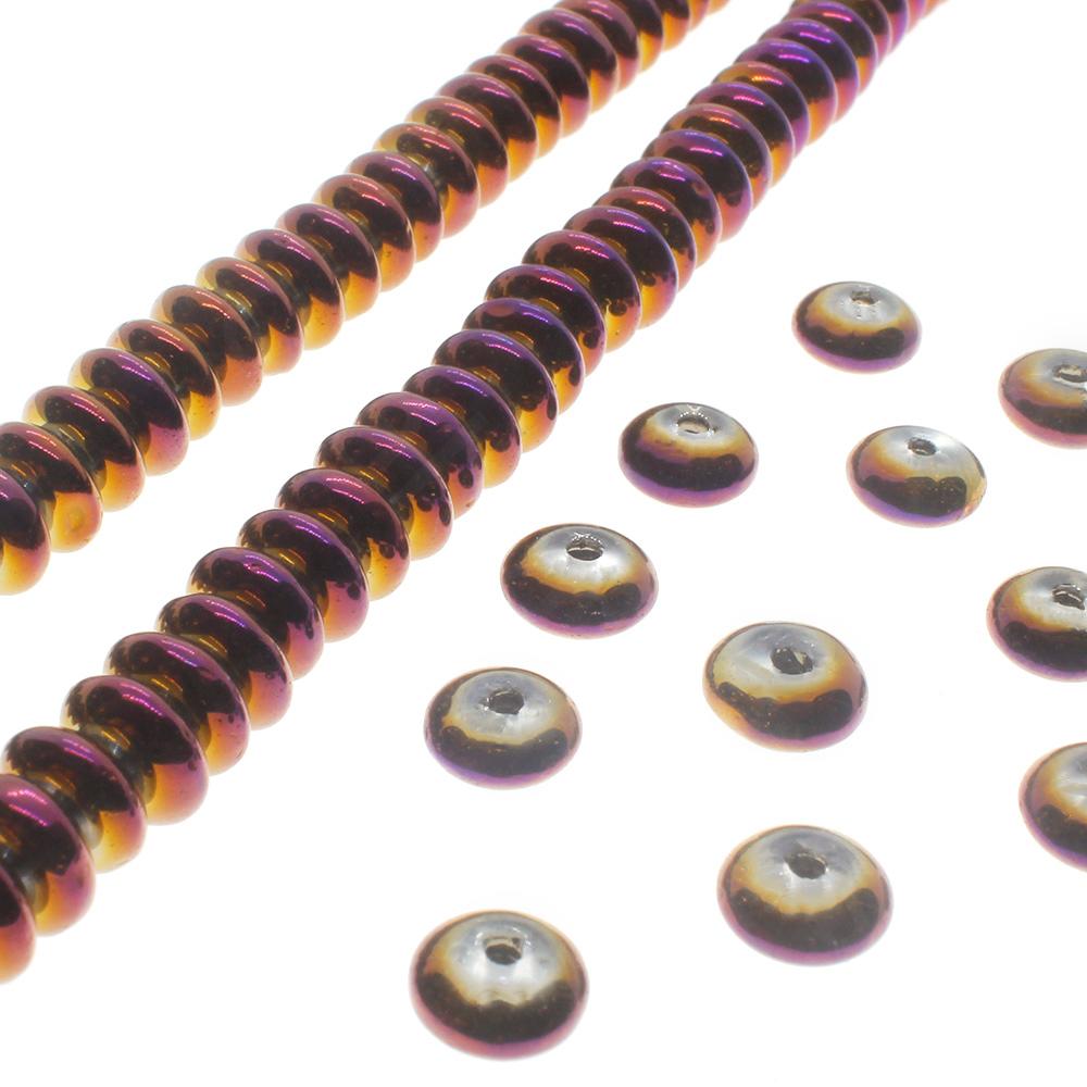 Glass Rondelle Beads 7mm - Purple Plated 100pcs
