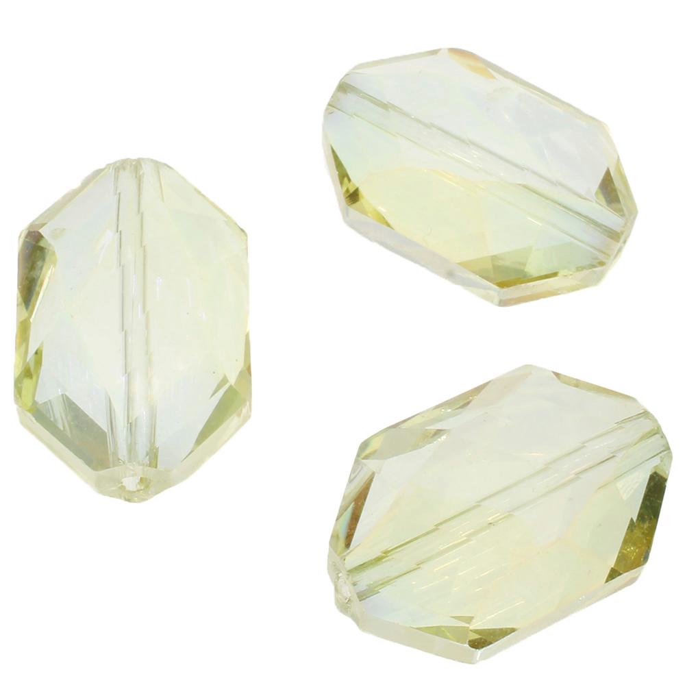 Crystal Hexagonal Oval 18x13mm 8pcs - Lemon
