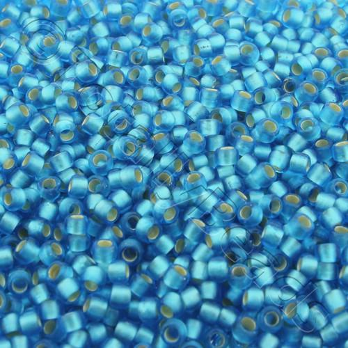 Toho Size 8 Seed Beads 10g - Silver Lined Frosted Dark Aquamarine