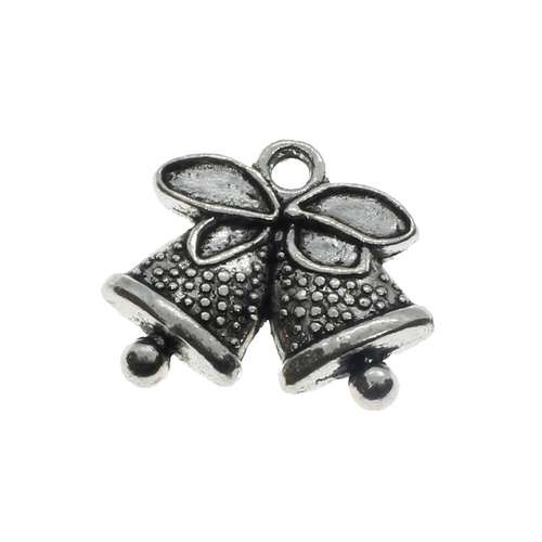 Metal Charm Bells 17mm - Antique Silver 8pc