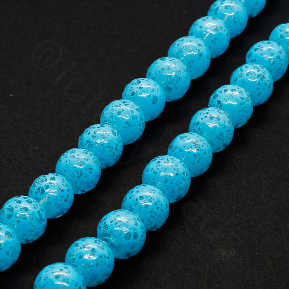Speckled Glass Beads 6mm Round - Blue