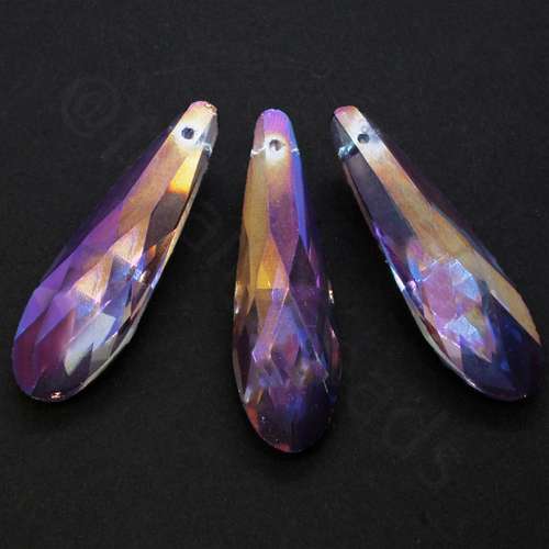 Crystal Long Drop Pendant 50mm - Purple Shimmer