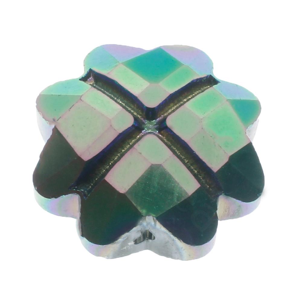 Lucky Clover Crystal Bead 17mm - Purple Green