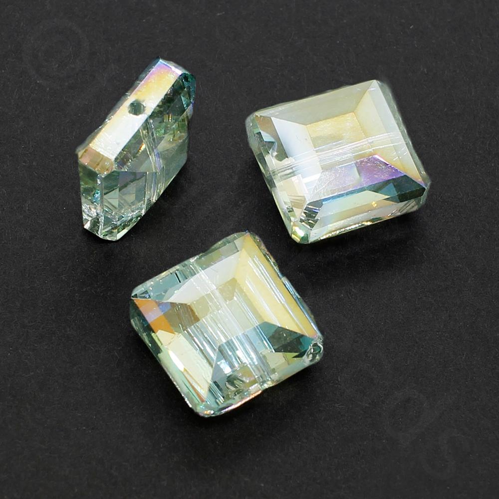 Crystal Square 14mm - Electric Green 8pcs