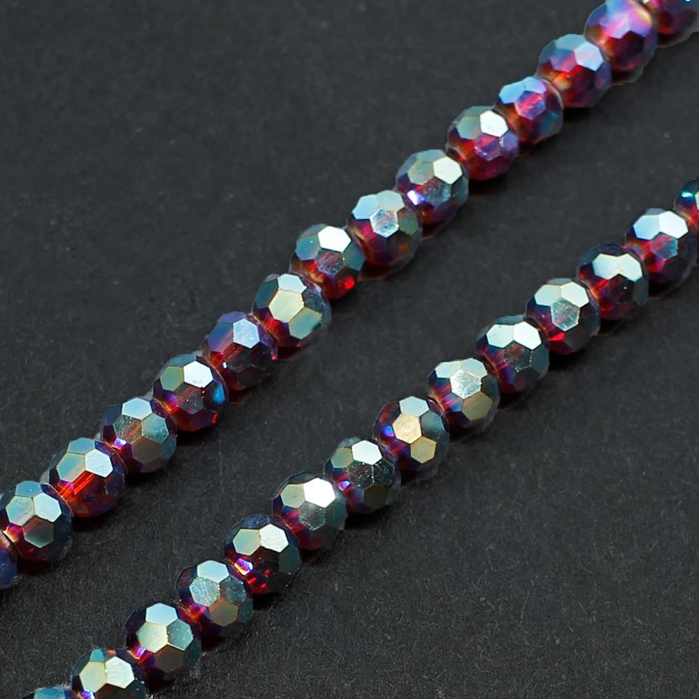 Crystal Round Beads  3mm - Dark Red Shimmer