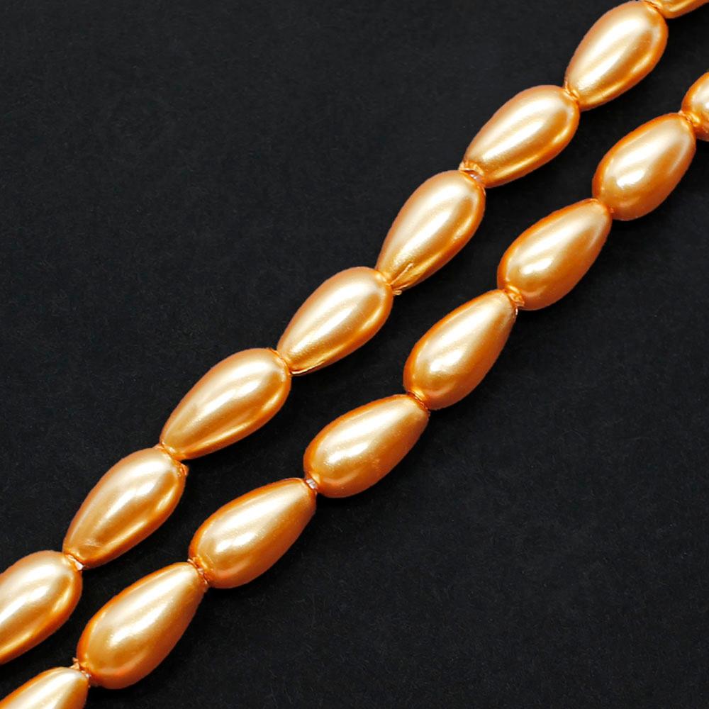 Glass Pearl Drop Beads 4x8mm - Gold