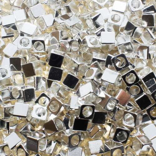 Spacer Bead Cubes 3mm 40pcs - Silver Plated
