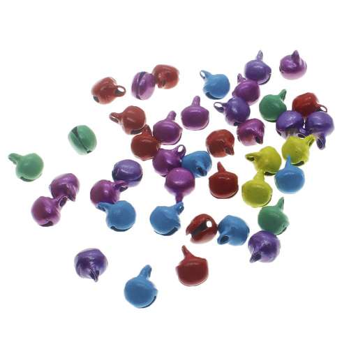Aluminium Bell Charms 6mm 100pcs - Mixed Colours