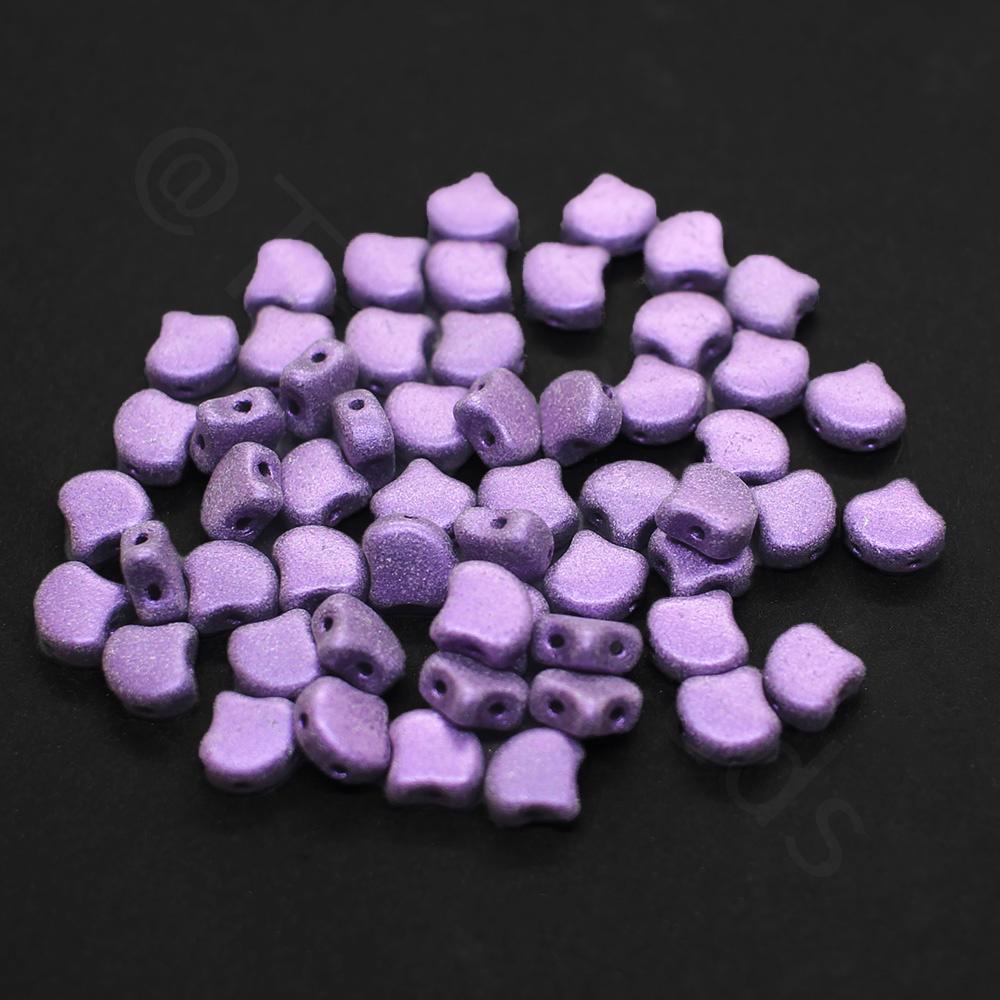 Ginko 7.5mm Leaf Beads 10g - Met Suede Purple
