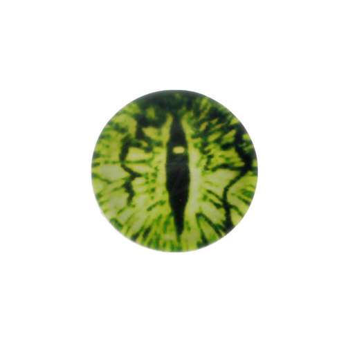 Glass Cabochon 20mm - Dragon Eye lime green Colour