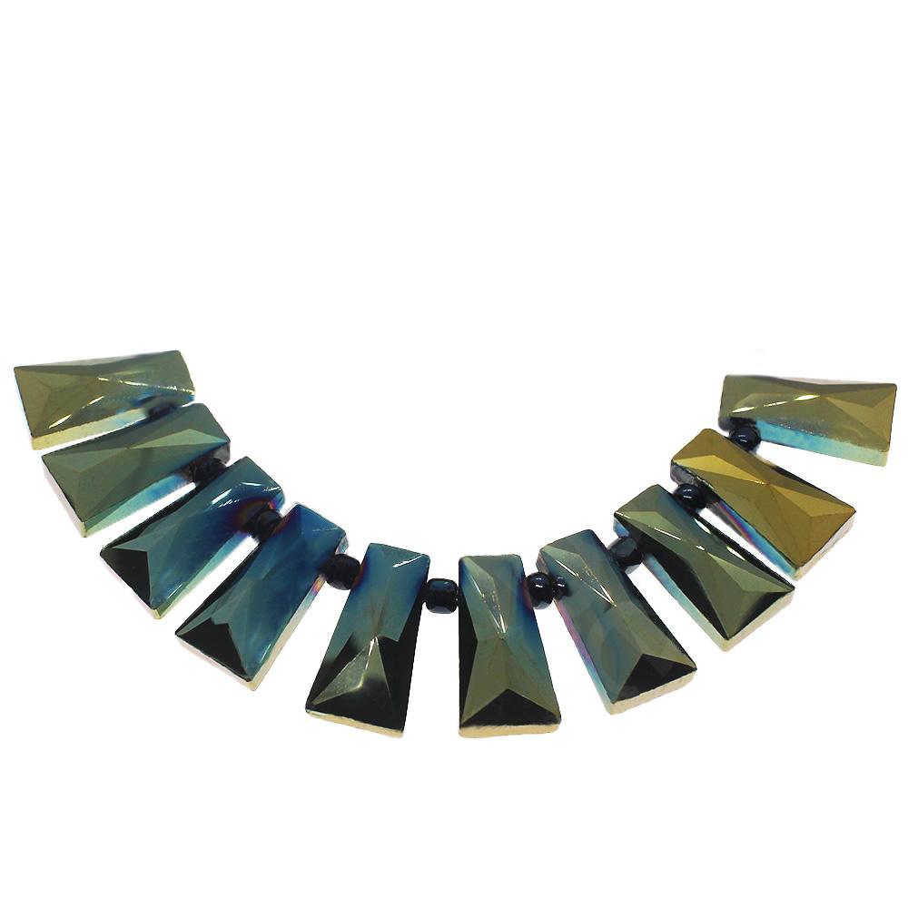Trapezoid Crystal Beads 20mm -  Green Gold B
