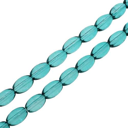 Glass oval beads 4x6mm 32" String - Trans. Teal