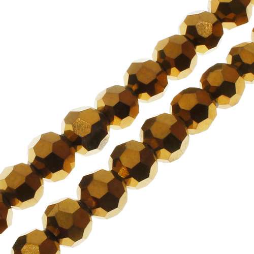 6mm crystal beads gold plate, pack of 72 — faceted for jewelry making and beadwork