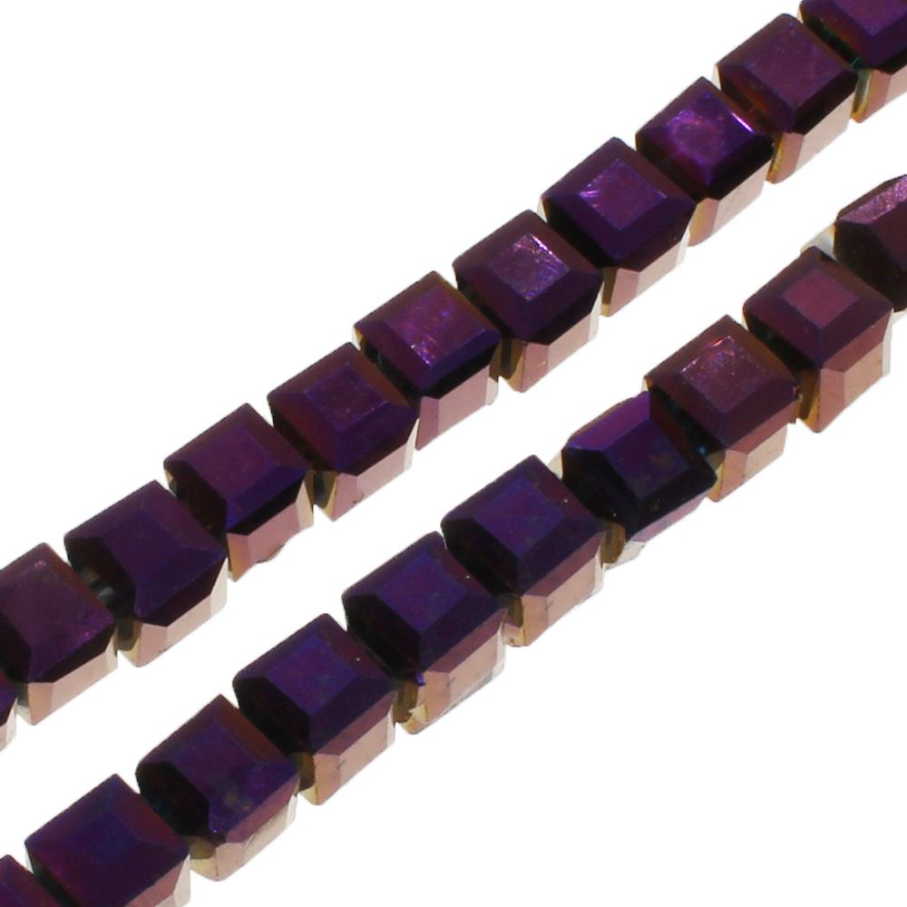 Crystal Faceted Cube 4mm  Purple Iris 16" inch