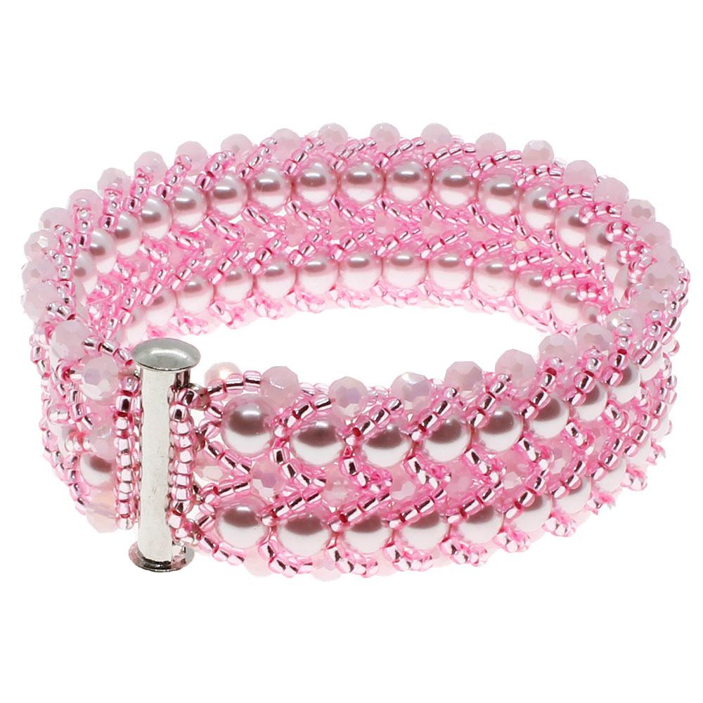 Double Row Flat Spiral Bracelet - Pink