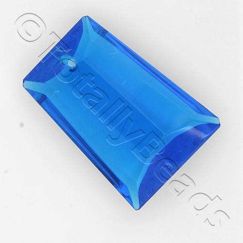 Glass Pendant Facet Rectangle Drop  20mm - Bright Blue