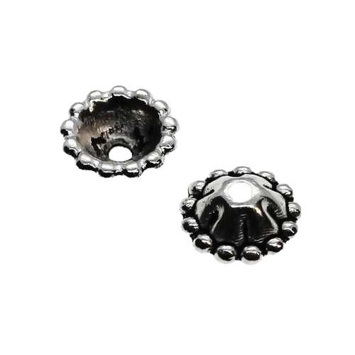 Antique Silver Bead Cap - 9mm - Circular 30pcs