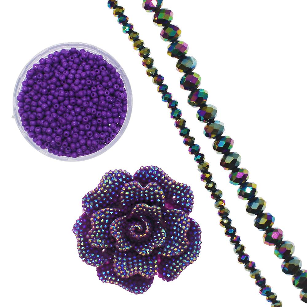 Resin Rose Sparkle Necklace - Mauve