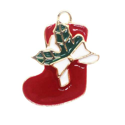 Enamel Christmas Gold Charm - Large Stocking 2pc
