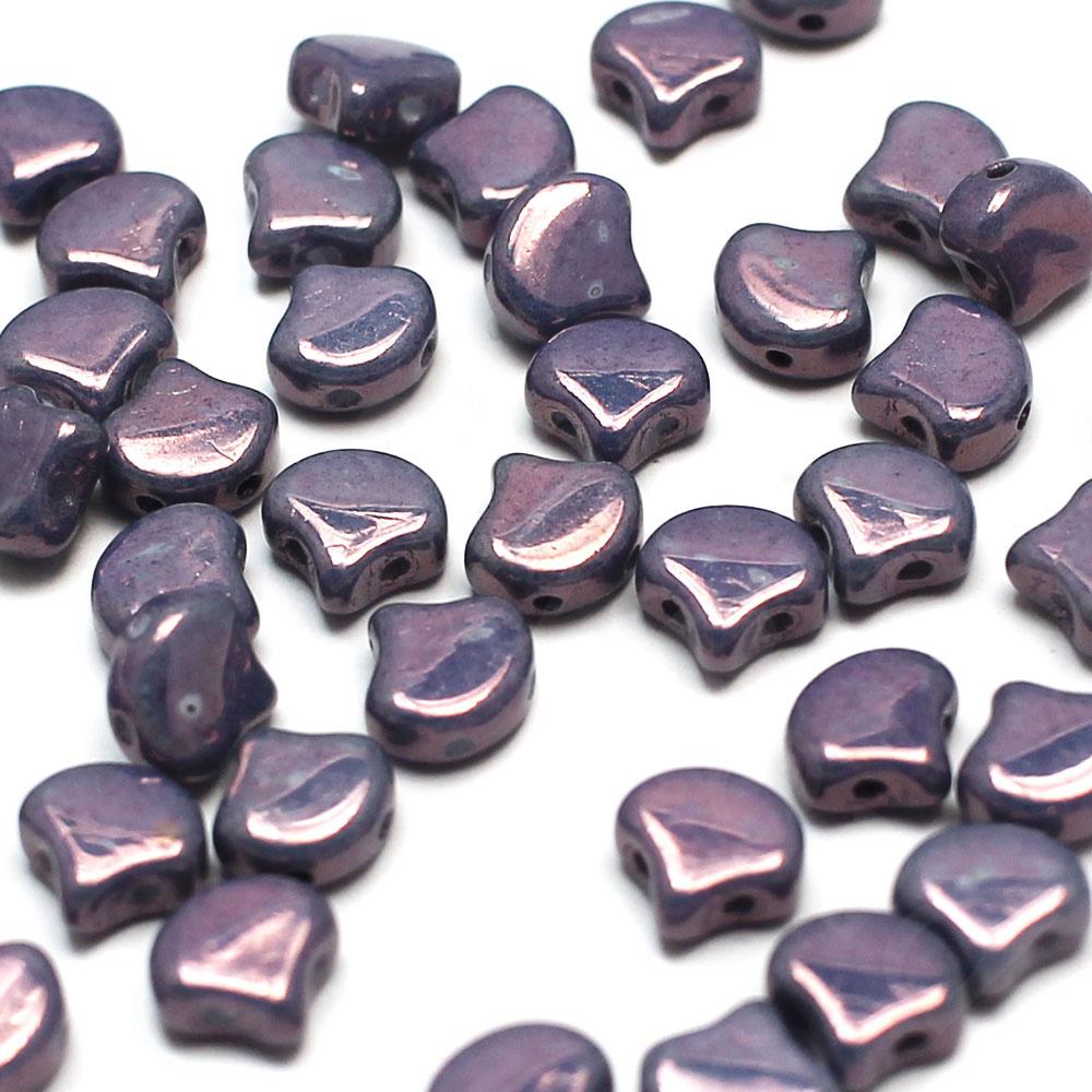 Ginko 7.5mm Leaf Beads 10g - Luster Met. Amethyst Chalk