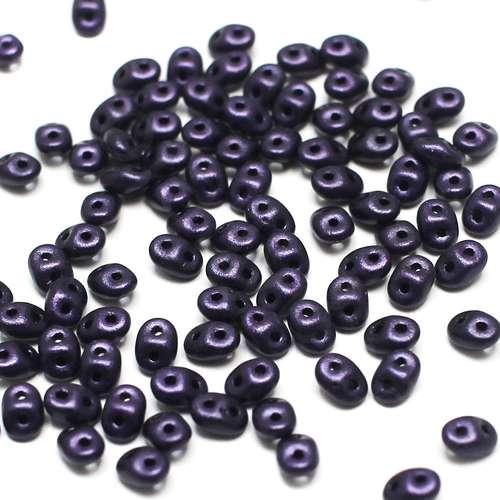 10g Czech glass Rulla beads met. suede dark purple — two-hole beads for jewelry making and bead weaving