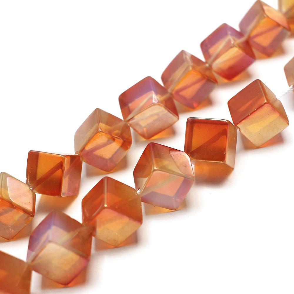 Half plated opal  - Diagonal Cube - Amber 12mm GRADE B