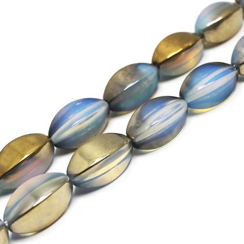Half plated opal  - Cuboid Rice - Champagne Gold Plate - 24x12mm - GRADE B