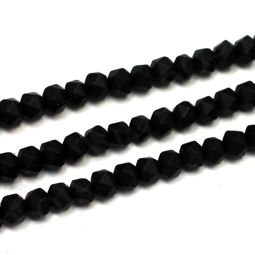 Synthetic Onyx Faceted Nugget 6mm Matt