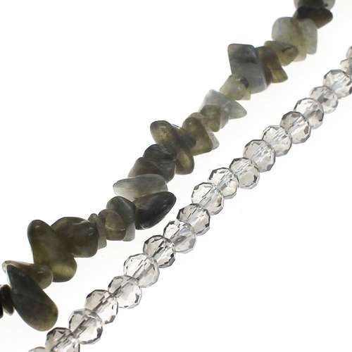 Semi Precious Charm bracelet labradorite bracelet making kit — DIY set with beads and instructions for creating handmade jewelry