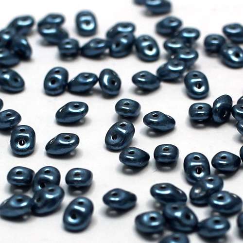 10g Czech glass Rulla beads saturated met. bluestone — two-hole beads for jewelry making and bead weaving