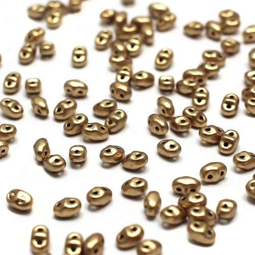 2x4mm 5g Czech glass Rulla beads matte metallic flax — two-hole beads for jewelry making and bead weaving