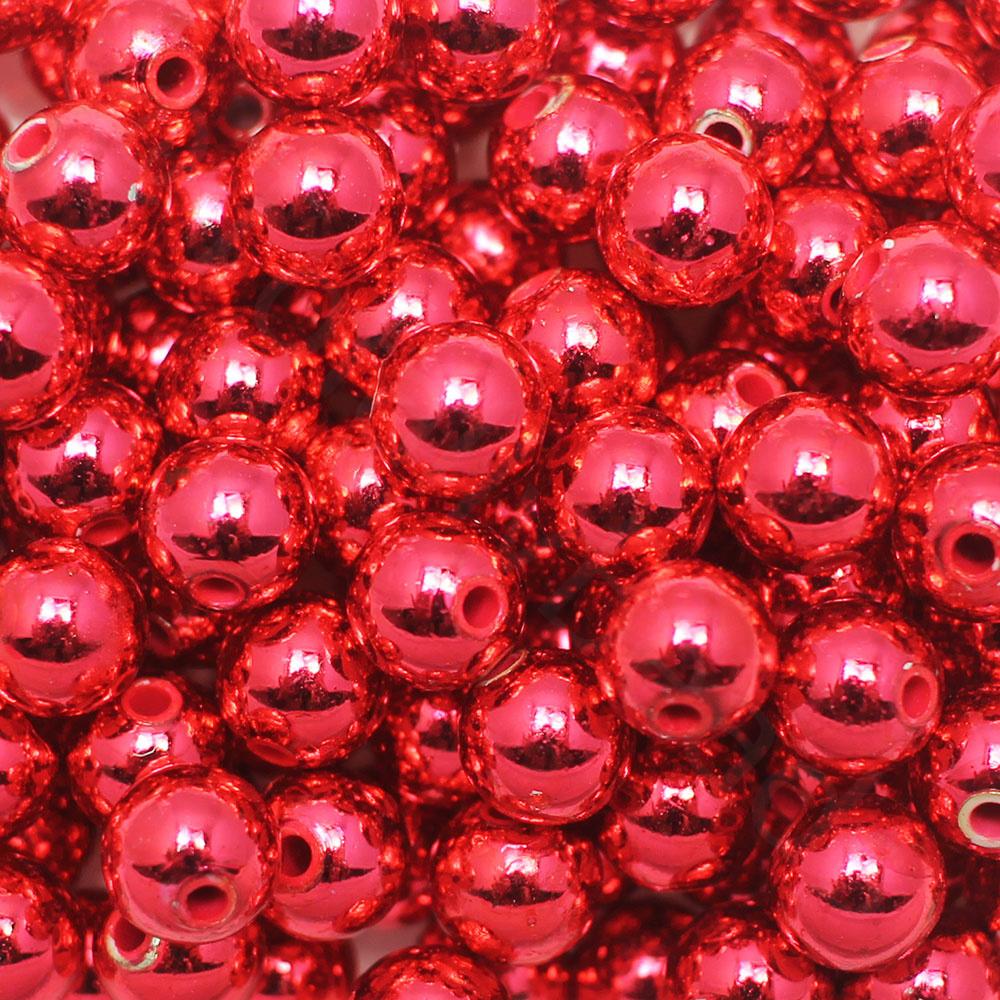 Acrylic Red Round Beads 10mm - 95pcs